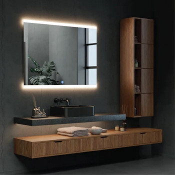 Зеркало в ванную комнату с подсветкой светодиодной лентой Кора